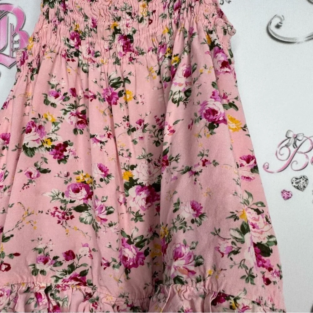 BOBL kid dress ruffle tutu bottom floral flowers pink yellow ribbonn tie straps